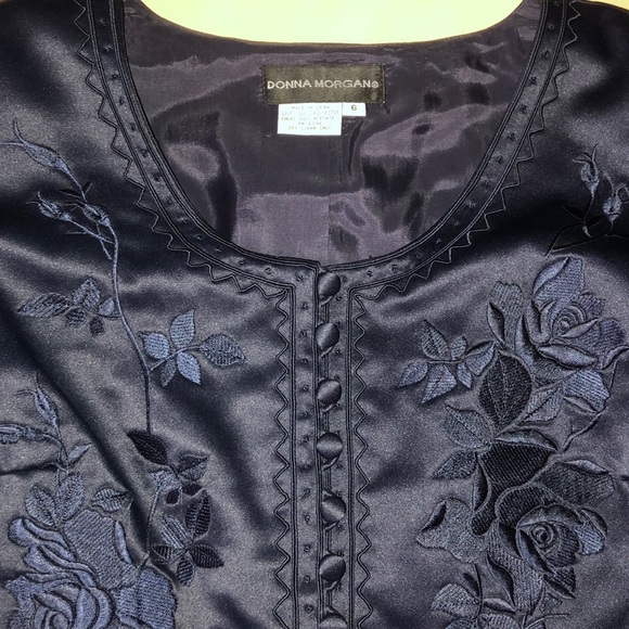 Donna Morgan Navy Blue Formal 2 Piece Skirt & Top Womens 6 Wedding Event - Picture 6 of 15